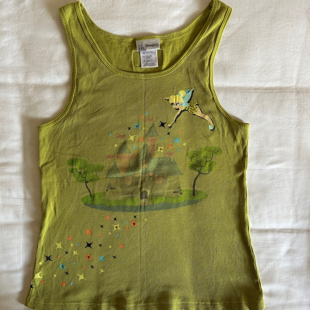 Disneyland Resort Green Tinker Bell Graphic Ribbed Tank Top